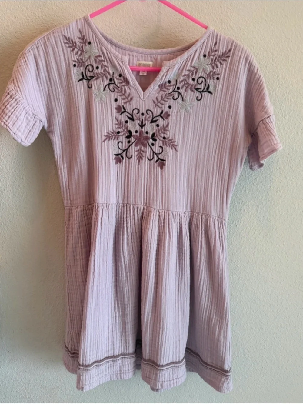 Embroidered Lilac Short Sleeve Dress